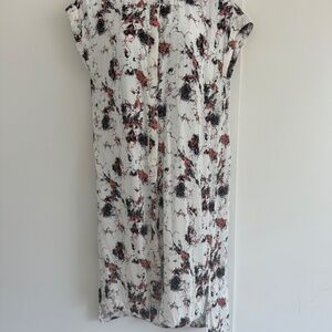 Abstract Print Midi Dress, Black, White, Pink